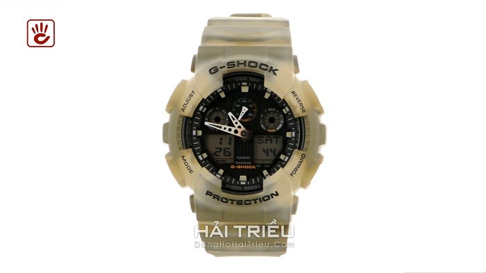 Review đồng hồ G-Shock GA-100MM-5ADR nam đèn Led tia cực tím-ảnh 1