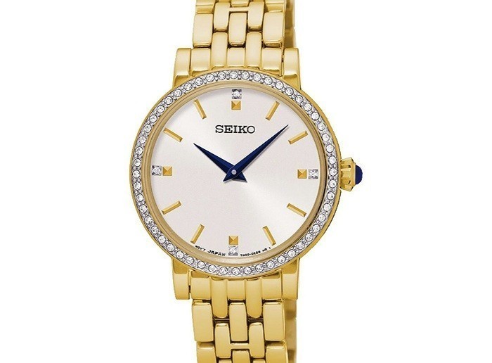 Seiko SFQ808P1: Đồng hồ mạ vàng đính pha lê đầy đẳng cấp - Ảnh 2