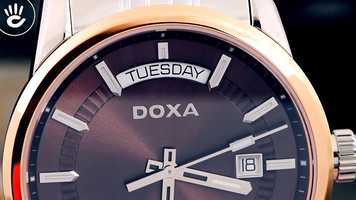 Review đồng hồ Doxa D188RBR: nền mặt số màu nâu nam tính - ảnh 4