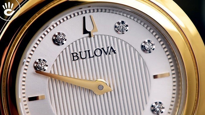 Đồng hồ Bulova 97P144 dây đeo mạ vàng, đính kim cương thật - Ảnh 2