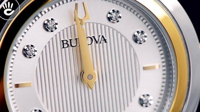 Đồng hồ Bulova 98P193 dây mạ vàng, đính viên kim cương thật - Ảnh 2