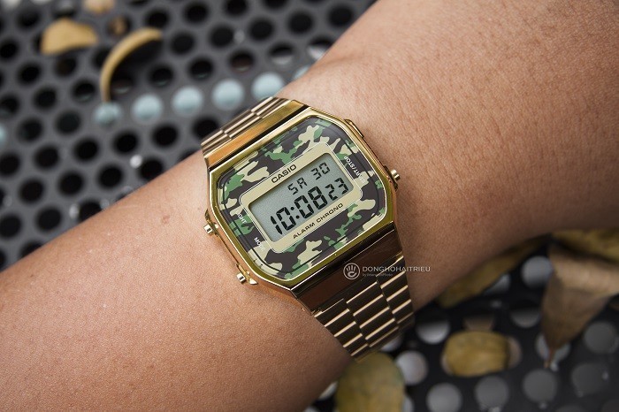 Đồng hồ Casio A168WEGC-3DF nam họa tiết quân đội nam tính - Ảnh 1