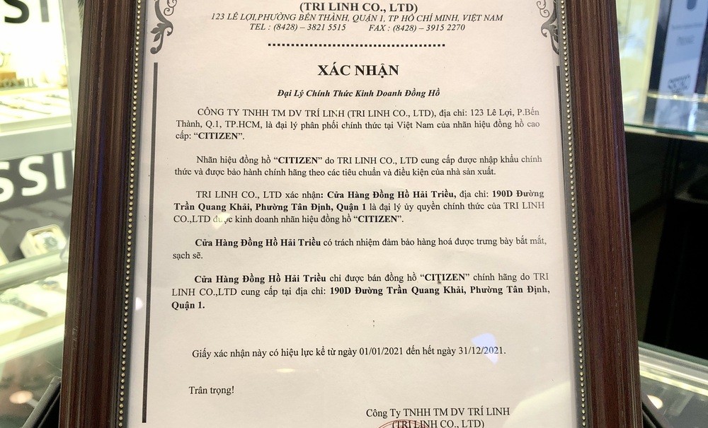 Danh sách đại lý đồng hồ Citizen Việt Nam được hãng xác thực - Ảnh 5