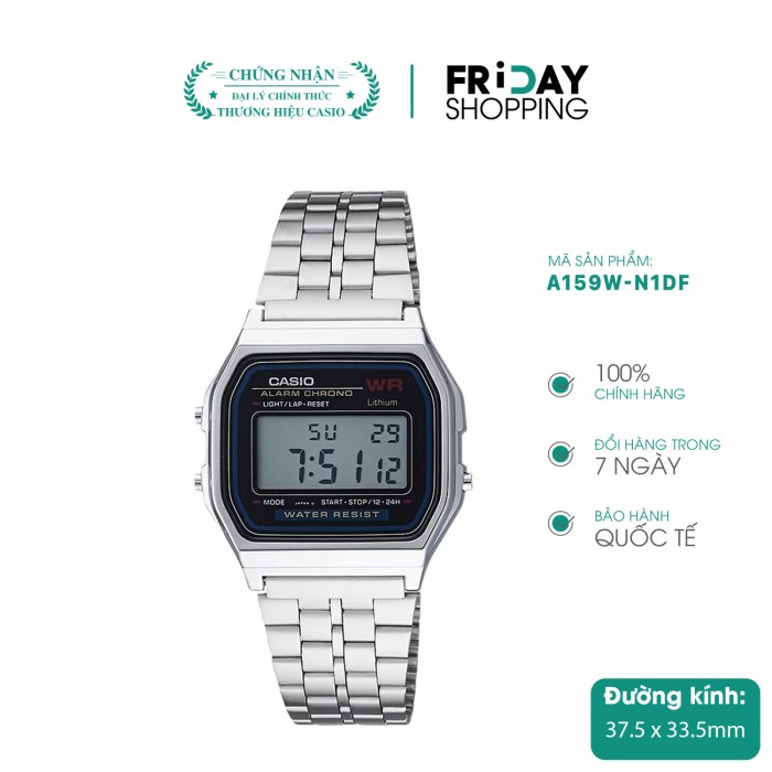 Đồng hồ nam nữ Casio điện tử A159W-N1DF