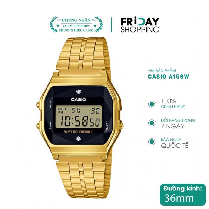 Đồng hồ nam nữ Casio điện tử A159WGED-1DF
