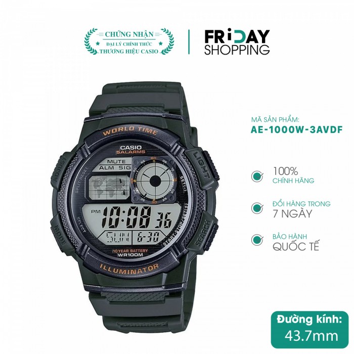 Đồng hồ nam Casio điện tử AE-1000W-3AVDF