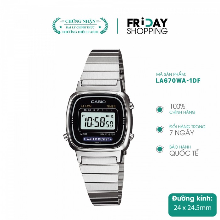 Đồng hồ nữ Casio điện tử LA670WA-1DF