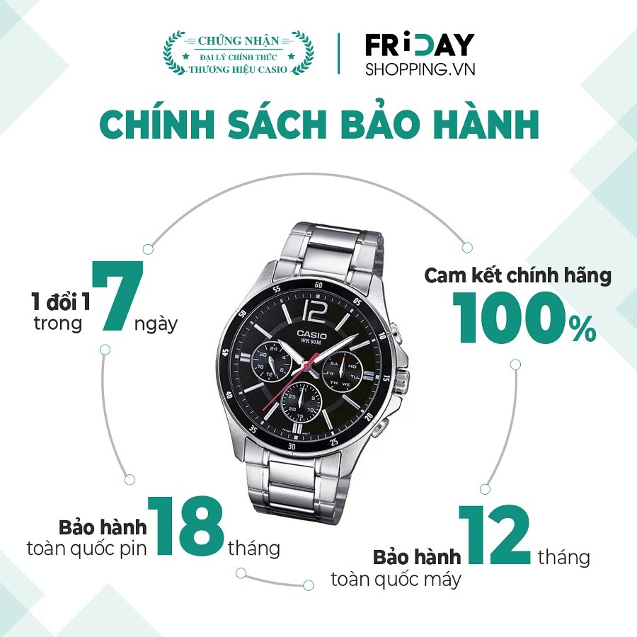Đồng hồ Casio MTP-1374D-1AVDF chính hãng 100%, bảo hành hãng - 1