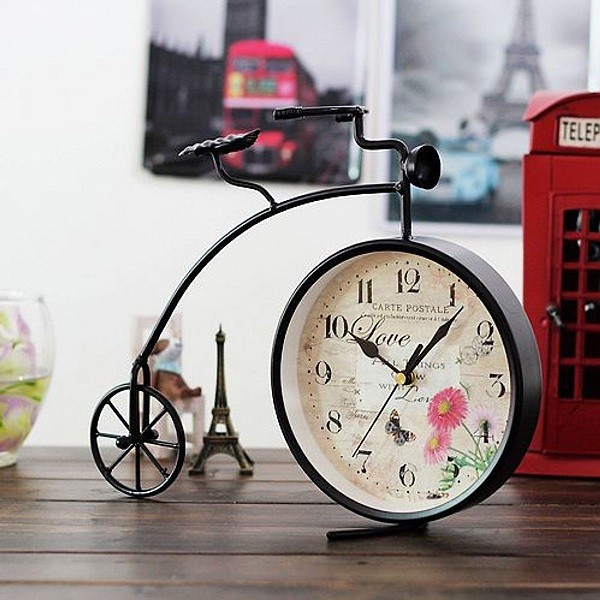 Đồng hồ trang trí để bàn hình xe đạp tinh xảo - Hình 9