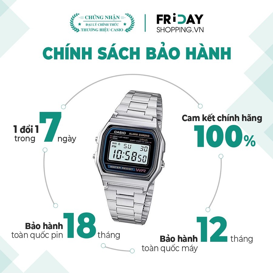 Đồng hồ Casio A158WA-1DF chính hãng 100% - 1