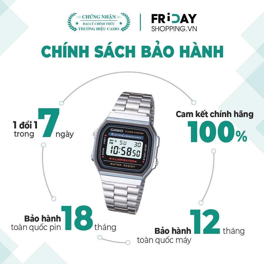 Đồng hồ Casio A168WA-1DF chính hãng 100%, bảo hành tại hãng - 1