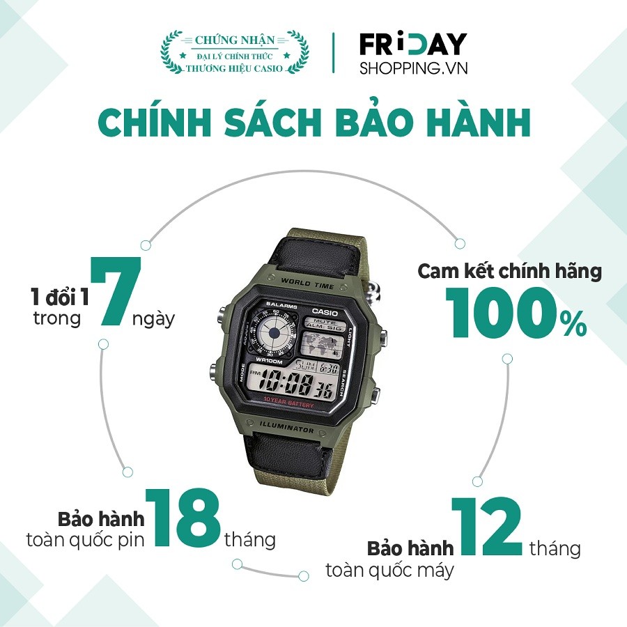 Đồng hồ Casio AE-1200WHB-3BVDF chính hãng 100%, bảo hành hãng - 1