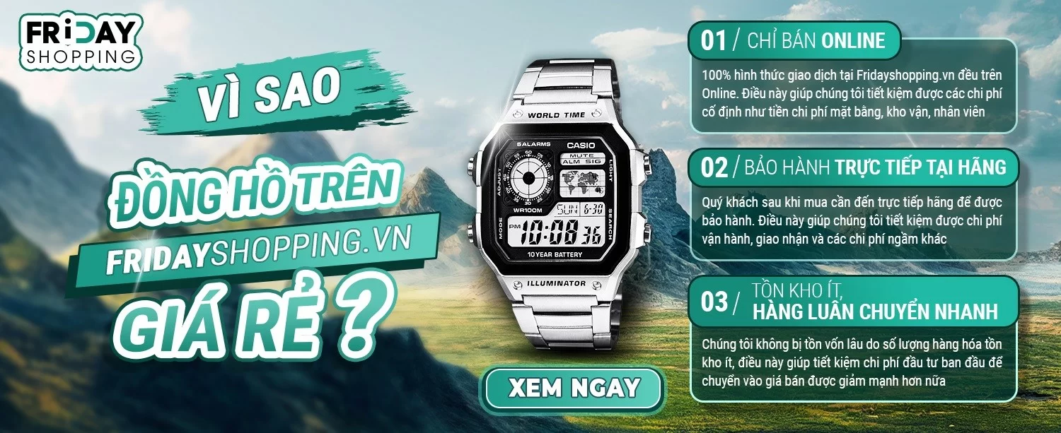 Săn sale đồng hồ đeo tay giá rẻ tại Fridayshopping - Shop bán đồng hồ chính hãng giảm giá hàng đầu tại Việt Nam