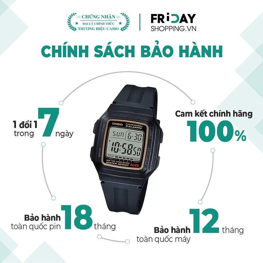  Đồng hồ Casio F-201WA-9ADF chính hãng 100% - 1