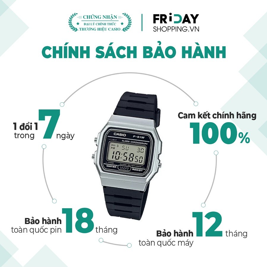 Đồng hồ Casio F-91WM-7ADF chính hãng 100% - 1