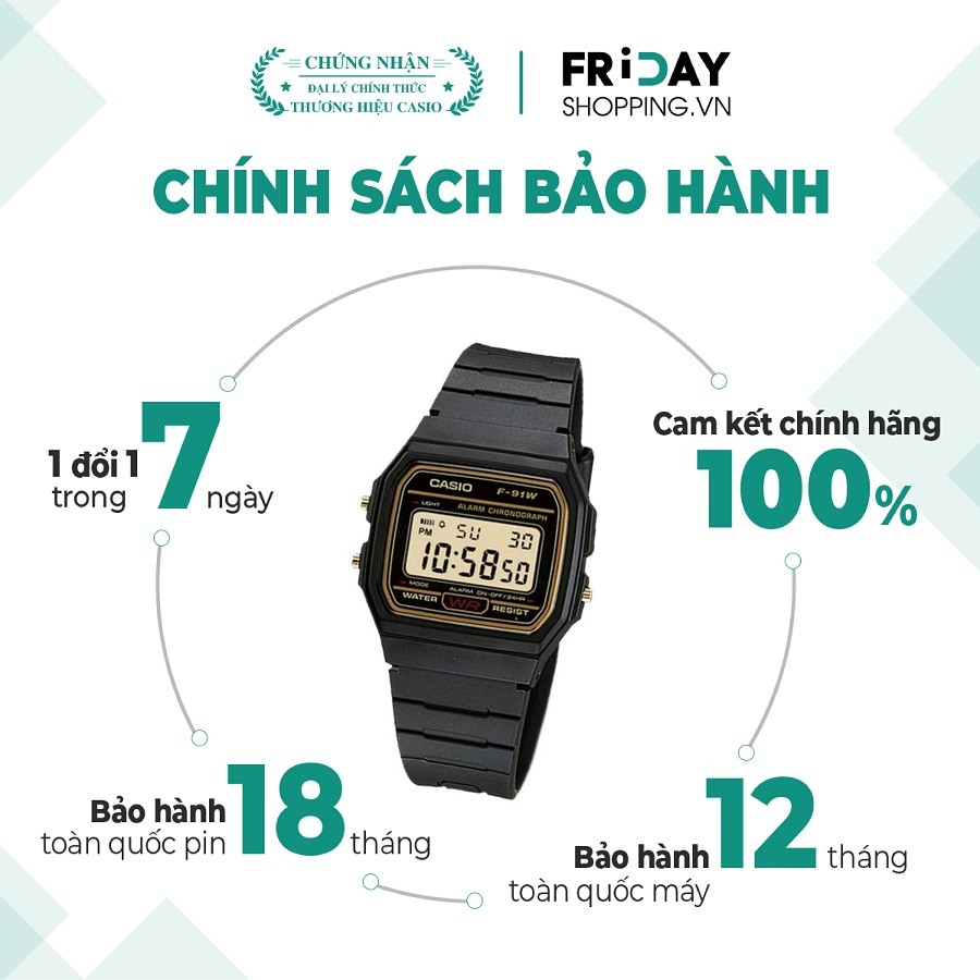 Đồng hồ Casio F-91WG-9QHDF chính hãng 100% - hình 1