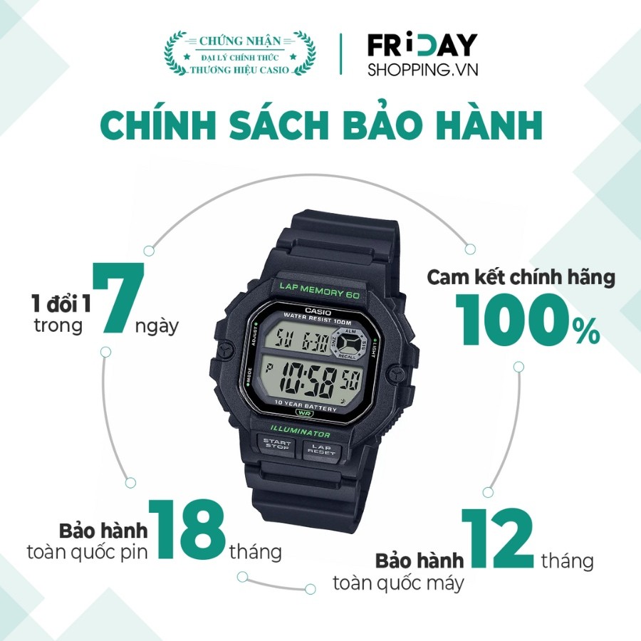 Đồng hồ Casio WS-1400H-1AVDF chính hãng 100% - Ảnh 1