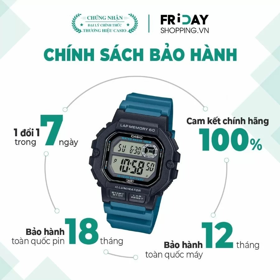 Đồng hồ Casio WS-1400H-3AVDF chính hãng 100% - Ảnh 1