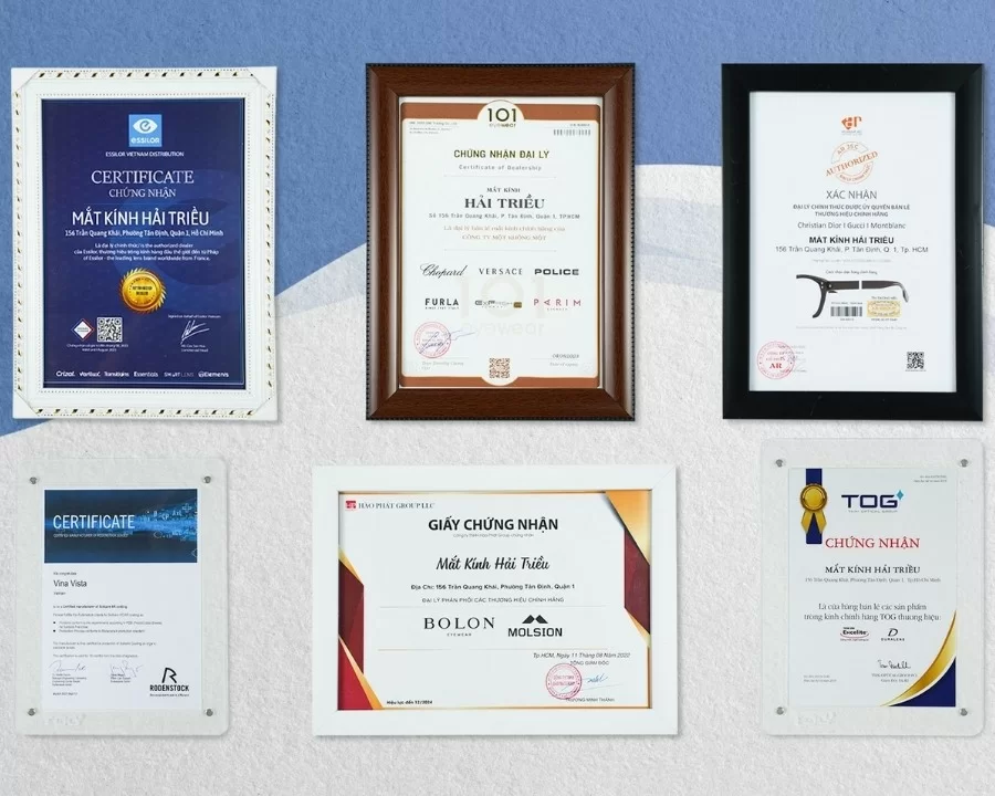 Cam kết cung cấp tròng kính chính hãng 100% đầy đủ tem nhãn Bộ Công An tại Hải Triều
